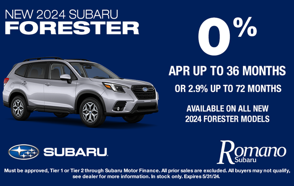 0% APR Up to 36 Months on 2024 Subaru Foresters