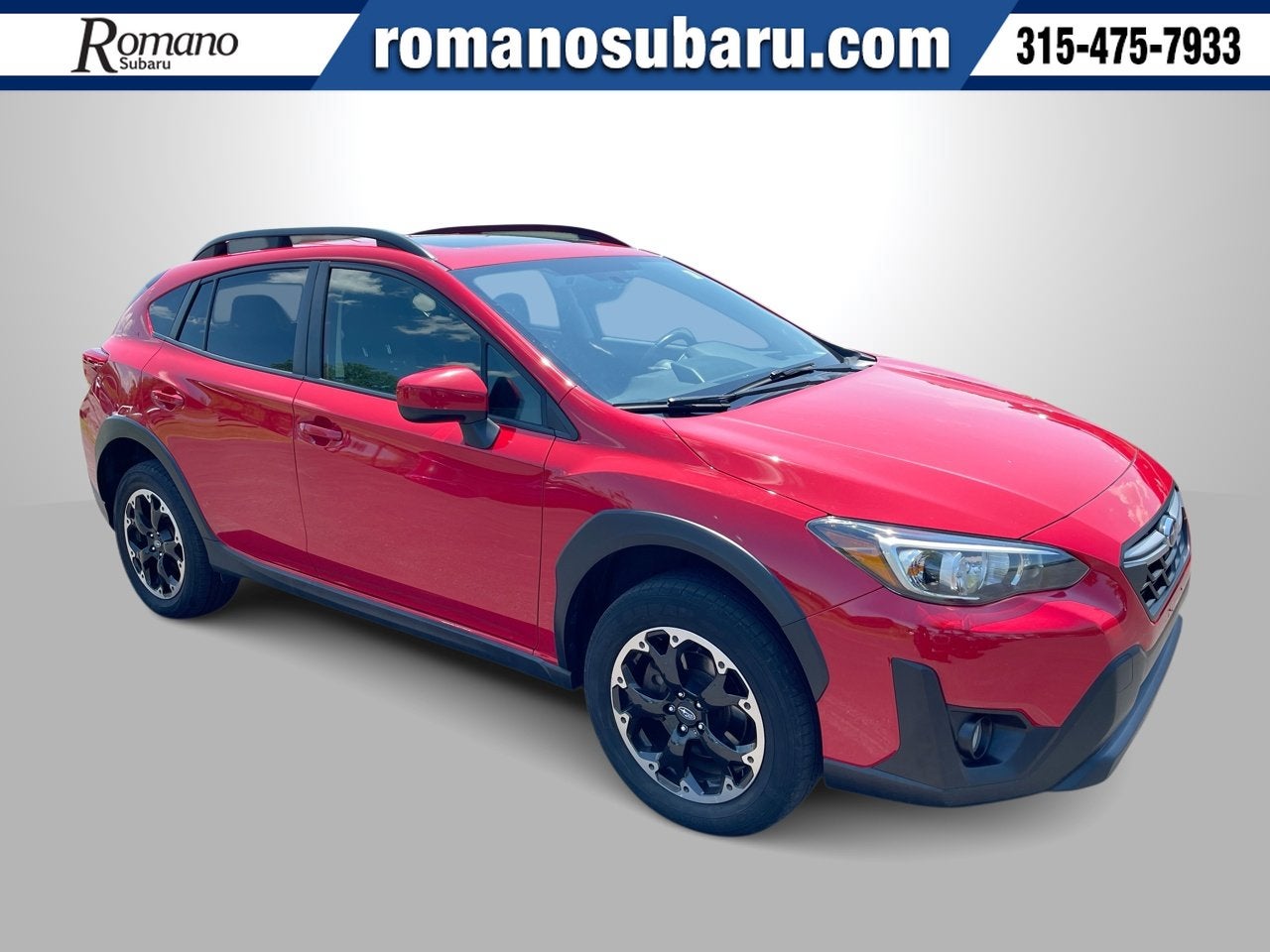2022 Subaru Crosstrek Premium in Pure Red — front three-quarter view