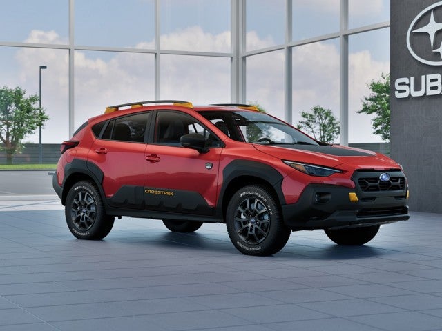 2026 Subaru CROSSTREK Wilderness in Lithium Red Pearl — front three-quarter view