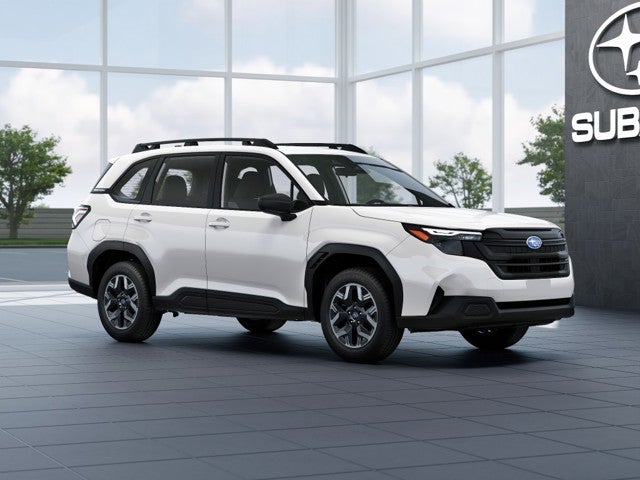 2026 Subaru FORESTER Standard Model in Crystal White Pearl — front three-quarter view