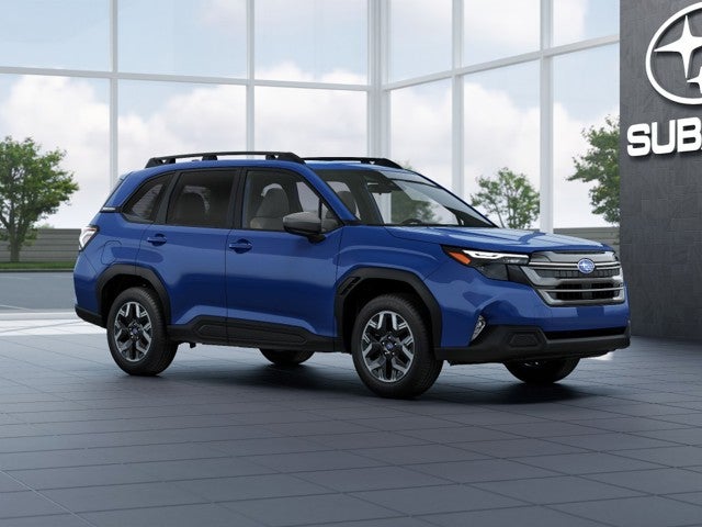 2026 Subaru FORESTER Premium in Daybreak Blue Pearl — front three-quarter view