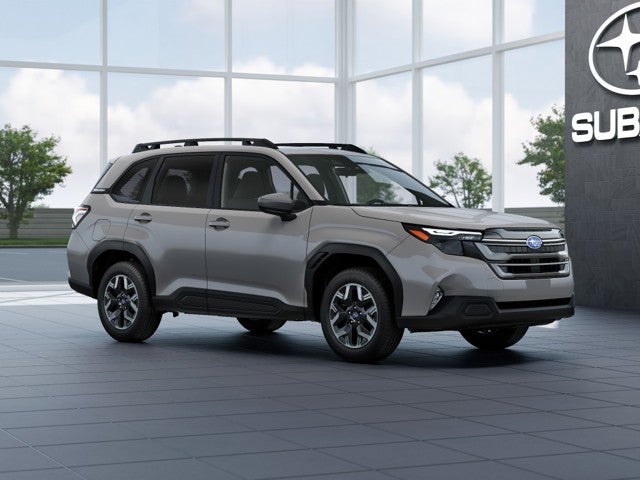 2026 Subaru FORESTER Premium in River Rock Pearl — front three-quarter view