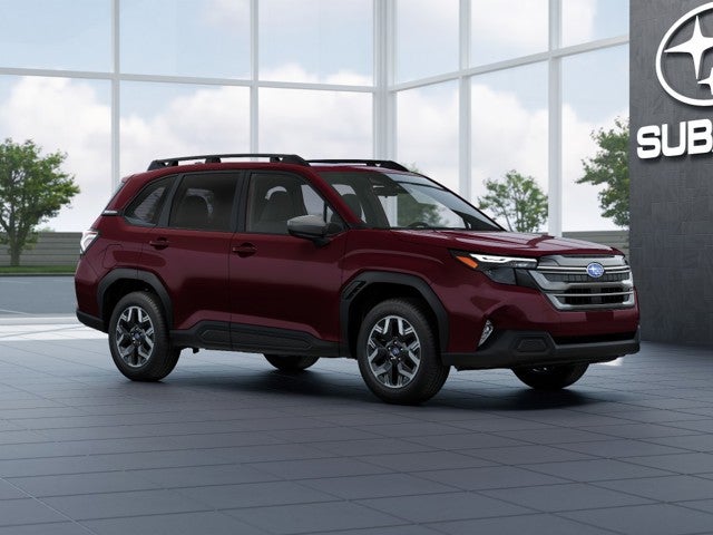 2026 Subaru FORESTER Premium in Dark Mahogany Pearl — front three-quarter view