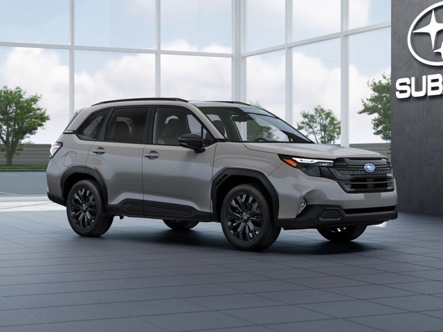 2026 Subaru FORESTER Sport Onyx Edition in River Rock Pearl — front three-quarter view