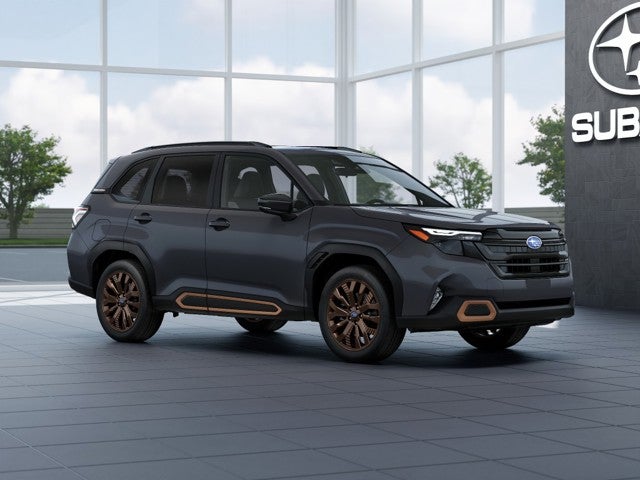 2026 Subaru FORESTER Sport in Magnetite Gray Metallic — front three-quarter view