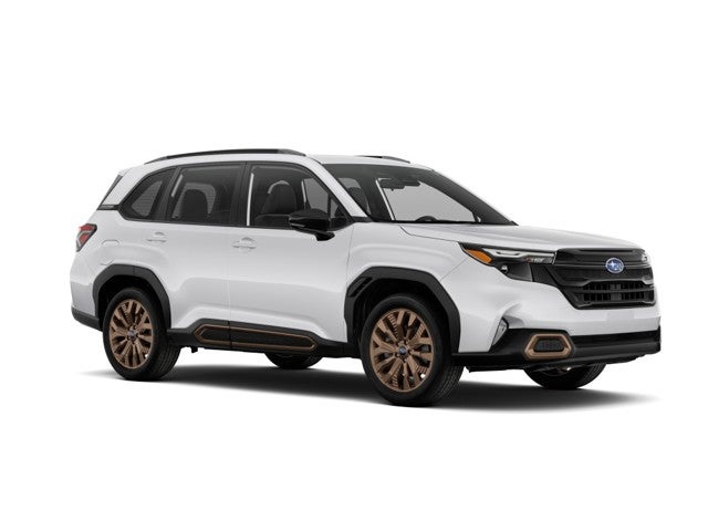 2026 Subaru FORESTER Sport in Crystal White Pearl — front three-quarter view