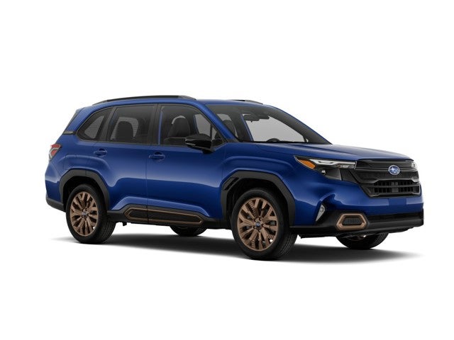 2026 Subaru FORESTER Sport in Sapphire Blue Pearl — front three-quarter view
