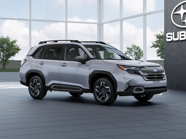 2026 Subaru FORESTER Limited Hybrid in Ice Silver Metallic — front three-quarter view