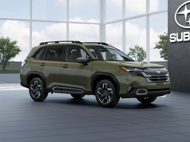2026 Subaru FORESTER Limited Hybrid in Autumn Green Metallic — front three-quarter view