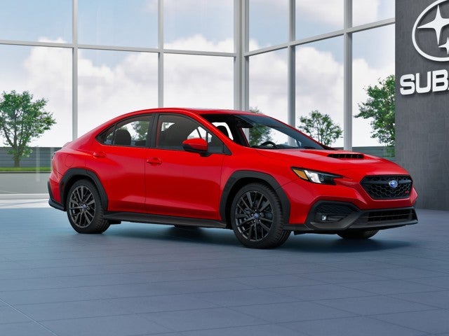 2026 Subaru WRX Premium in Ignition Red — front three-quarter view