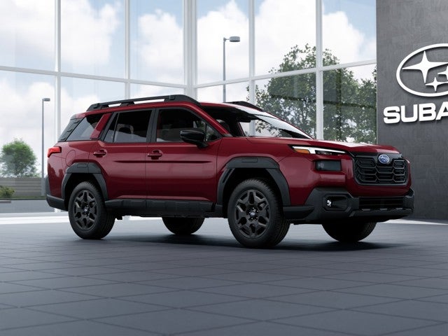 2026 Subaru OUTBACK Limited in Crimson Red Pearl — front three-quarter view